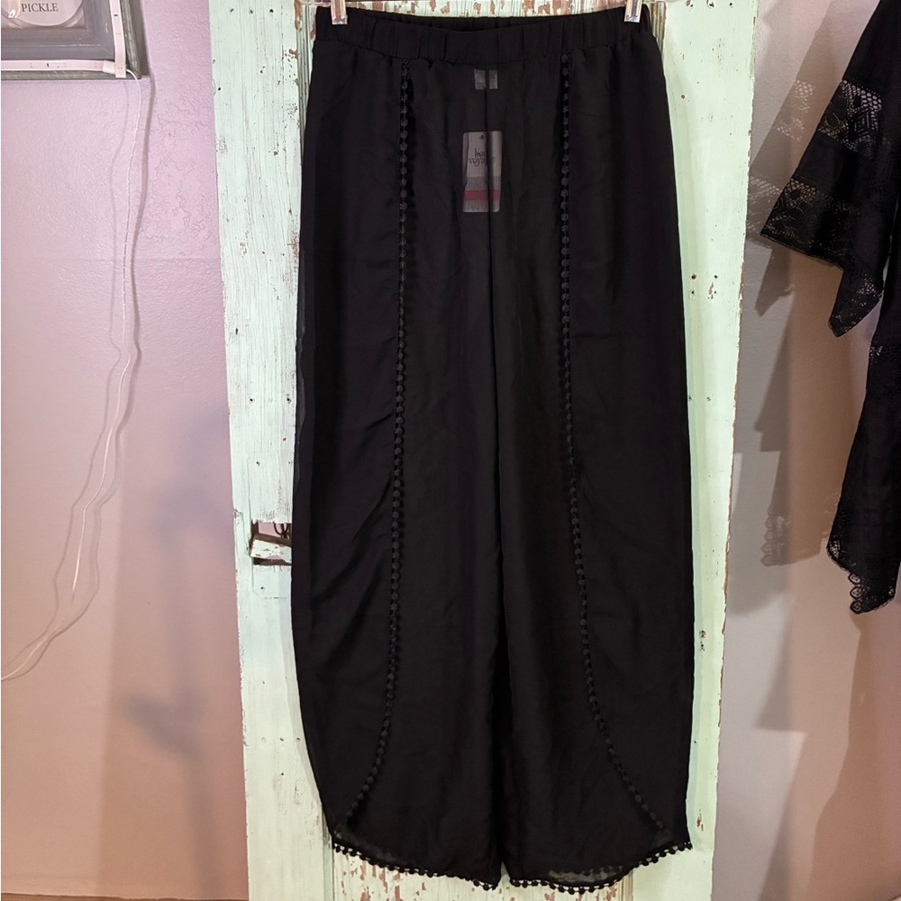 NWT Women’s Bon Voyage black wide leg sheer pants